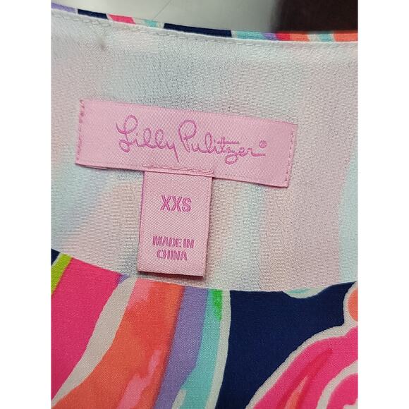 Lilly Pulitzer Jackie Silk Shift Dress Resort Navy Banana Flambe Size XXS - Picture 2 of 11